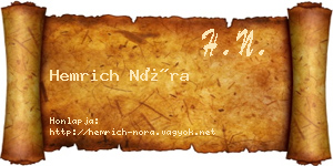 Hemrich Nóra névjegykártya
